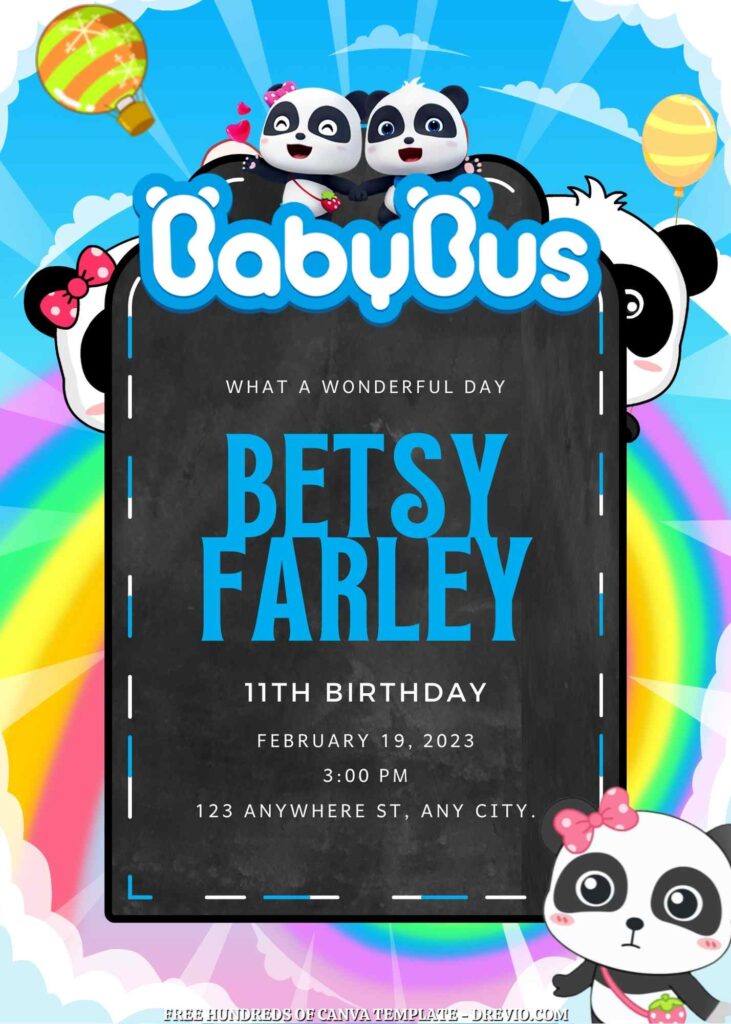 Invitation Template of 16+ BabyBus Canva Birthday Invitation Templates 7