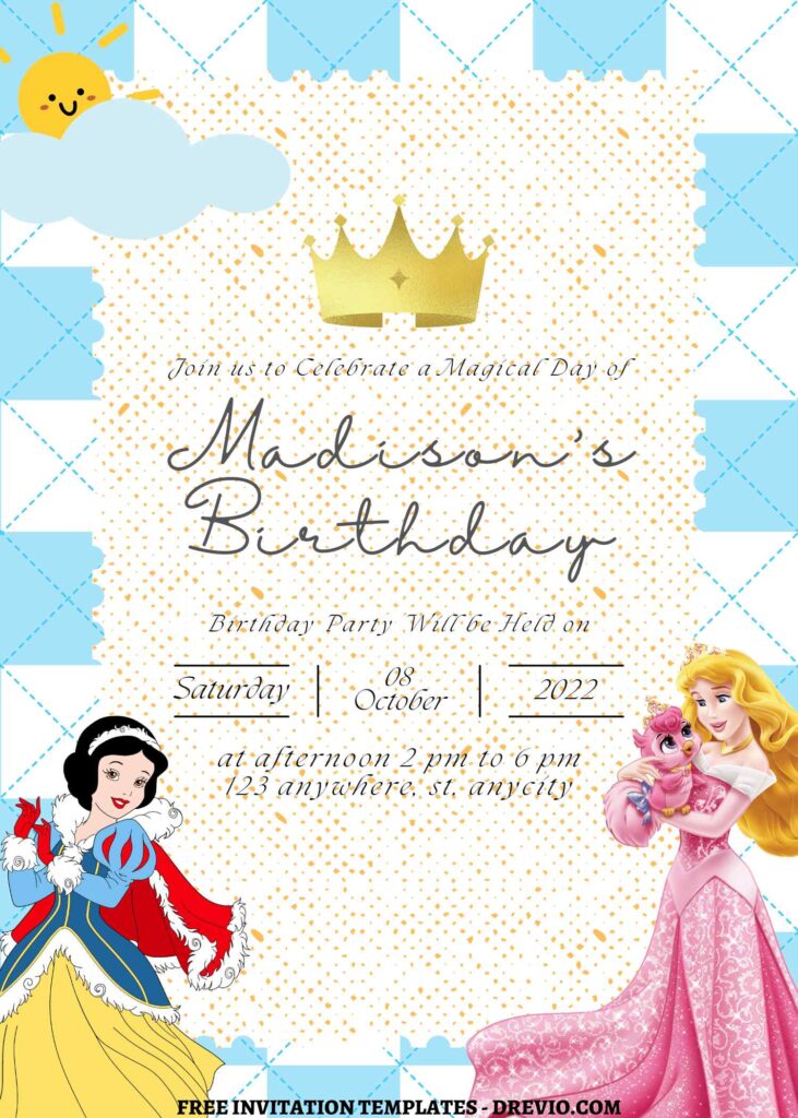 9+ Ultimate Disney Princess Celebration Canva Birthday Invitation Templates  with Princess Aurora
