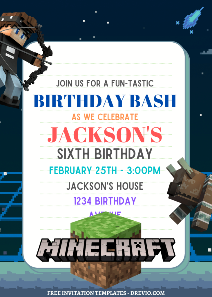 7+ Ultimate Minecraft Canva Birthday Invitation Templates with Minecraft space background