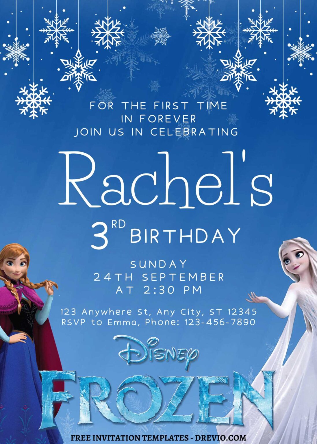 7+ Ice Princess Disney Frozen Canva Birthday Invitation Templates ...