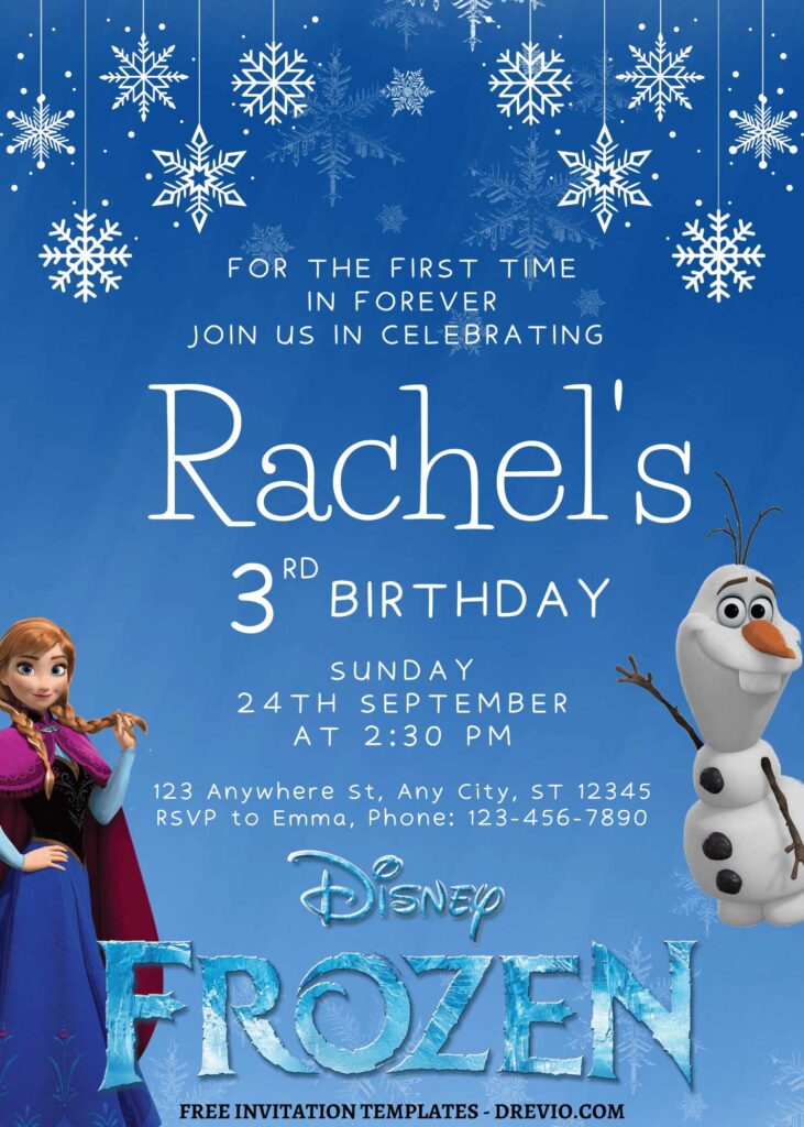 7+ Ice Princess Disney Frozen Canva Birthday Invitation Templates with olaf