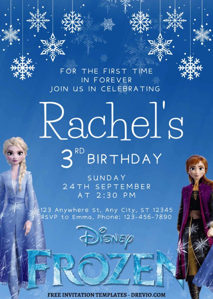 7+ Ice Princess Disney Frozen Canva Birthday Invitation Templates with winter blue background
