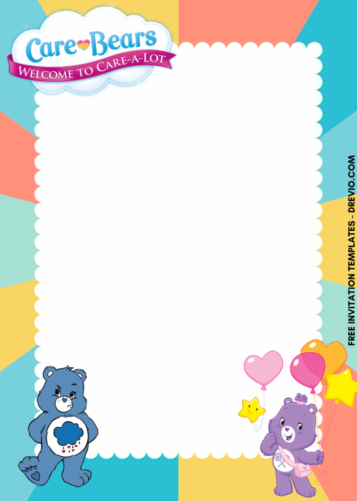 Invitation Template of 7+ Birthday Carnival Care Bears Canva Birthday Invitation Templates 2