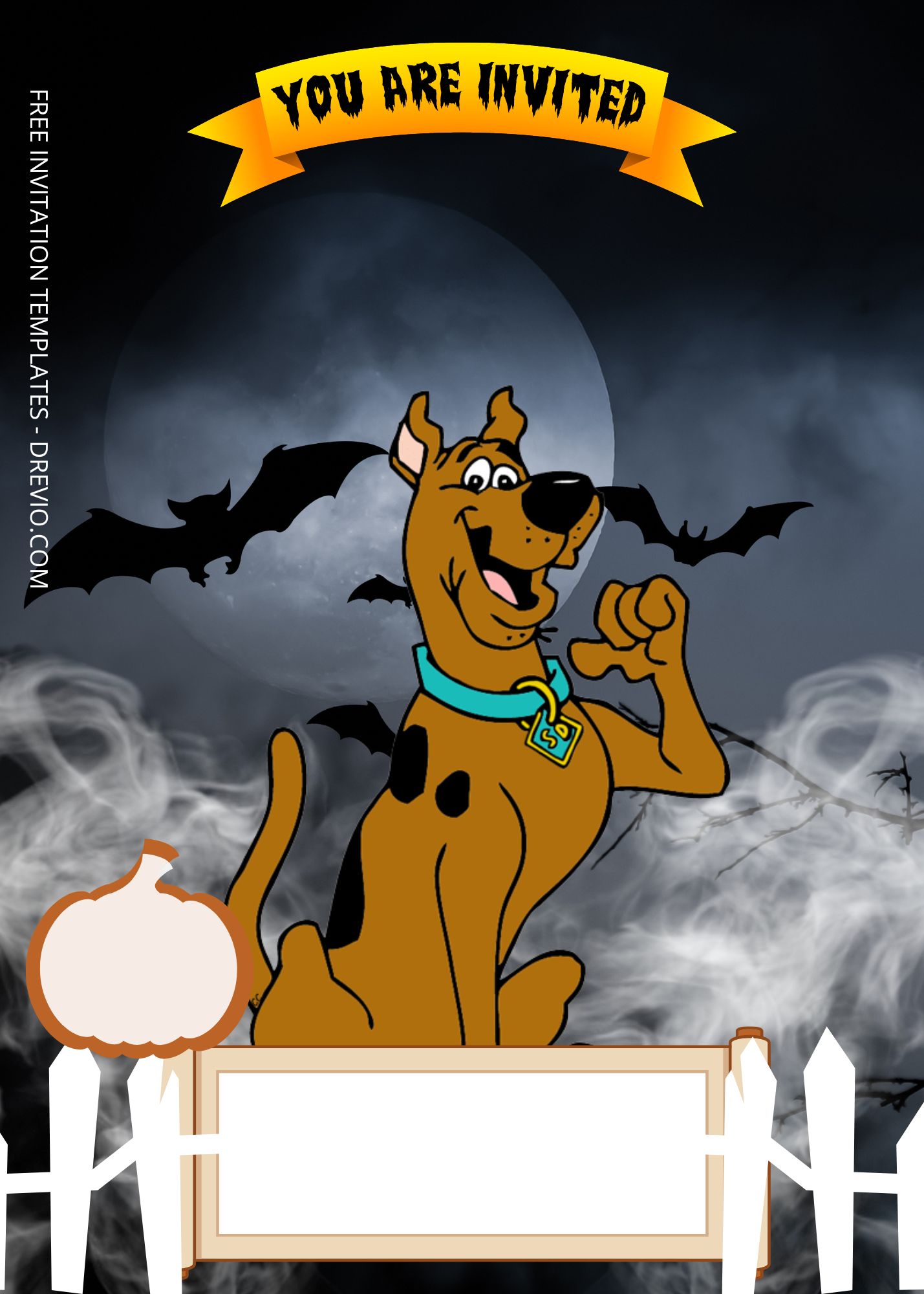 Blank Spooky Scooby-Doo And Friends Canva Birthday Invitation Templates Five