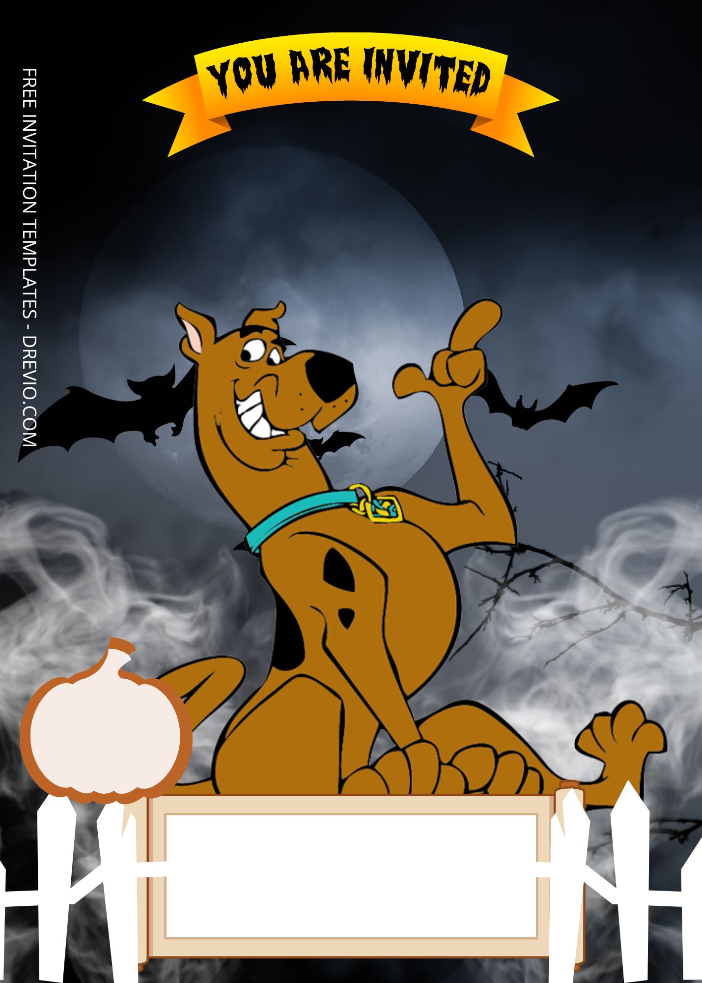 Blank Spooky Scooby-Doo And Friends Canva Birthday Invitation Templates Four