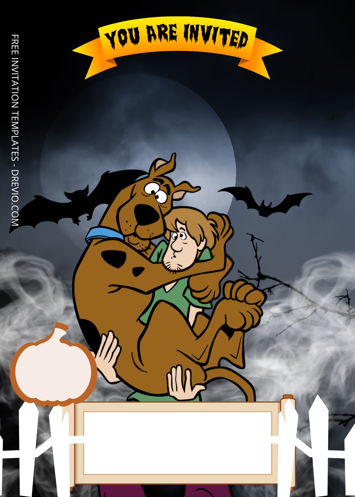 Blank Spooky Scooby-Doo And Friends Canva Birthday Invitation Templates Six