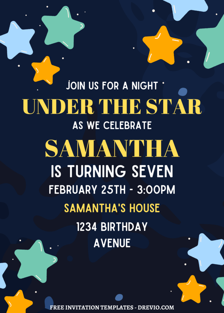 Invitation Template of 9+ Sparkling Night Under The Stars Canva Birthday Invitation Templates 3