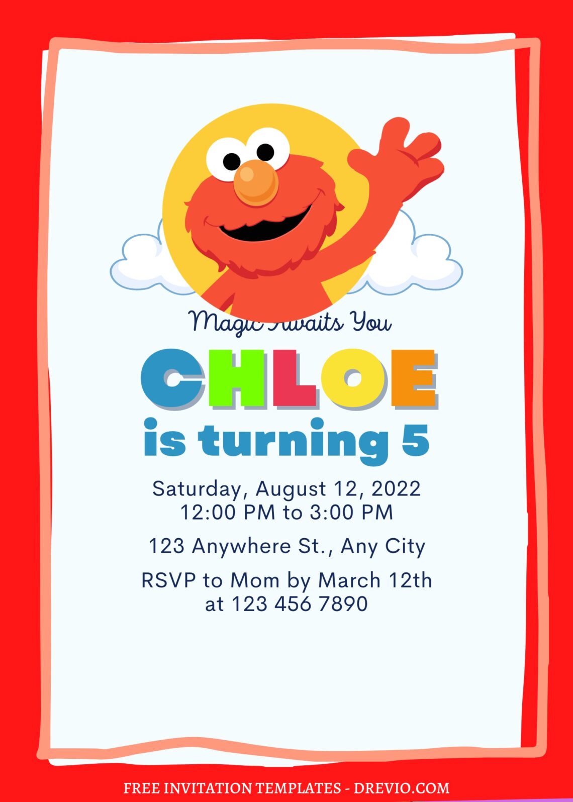 8+ Simply Cute Rainbow Elmo & Friends Canva Birthday Invitation Templates with cute and catchy wording