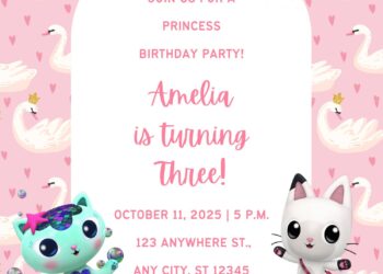 11+ Gabby And Her Cat Friends Canva Birthday Invitation Templates with Mercat