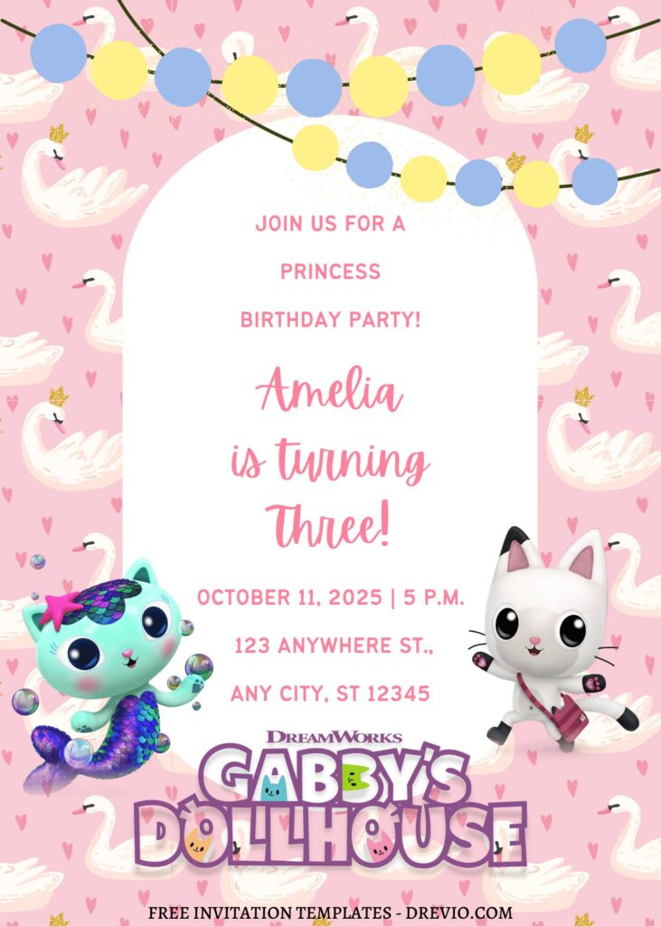 11+ Gabby And Her Cat Friends Canva Birthday Invitation Templates with Mercat