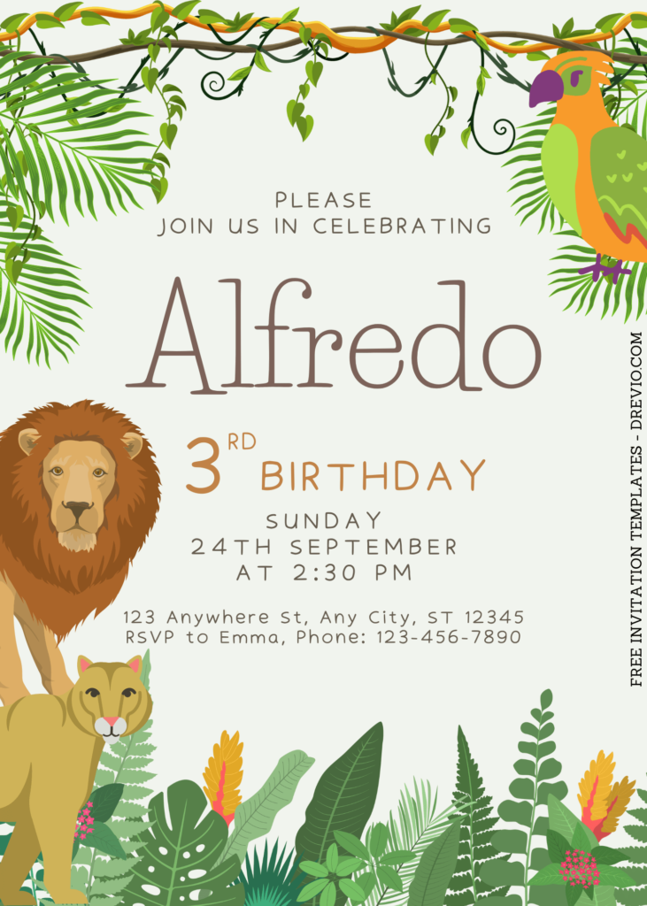8+ Jungle Themed Canva Birthday Invitation Templates  with Lion King