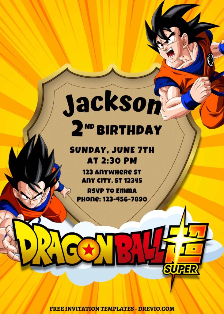 8+ Epic Dragonball Z Canva Birthday Invitation Templates with Goku