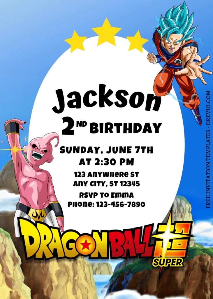9+ Ultimate Dragonball Super Brolly Canva Birthday Invitation Templates with Majinbu