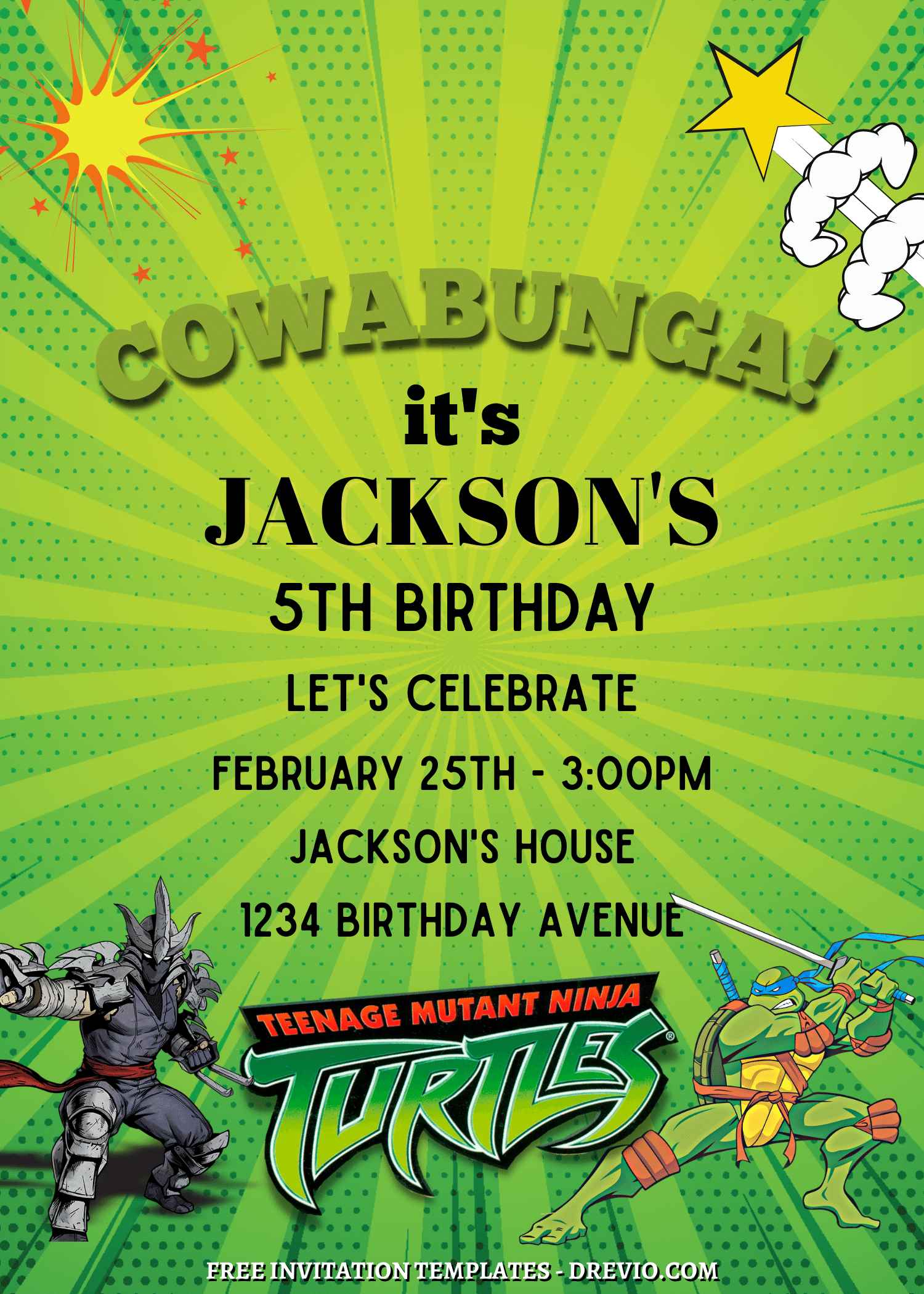 Ninja Turtles Invitation, TMNT, Ninja Turtles Invite, Ninja Turtles  Birthday Party, Ninja Turtles Printable, DIY - MakeMeDesign