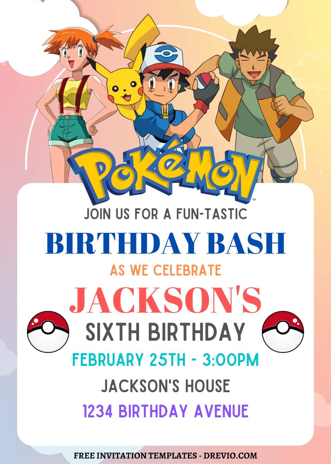 8+ Adorable Pokemon Adventure Canva Birthday Invitation Templates ...