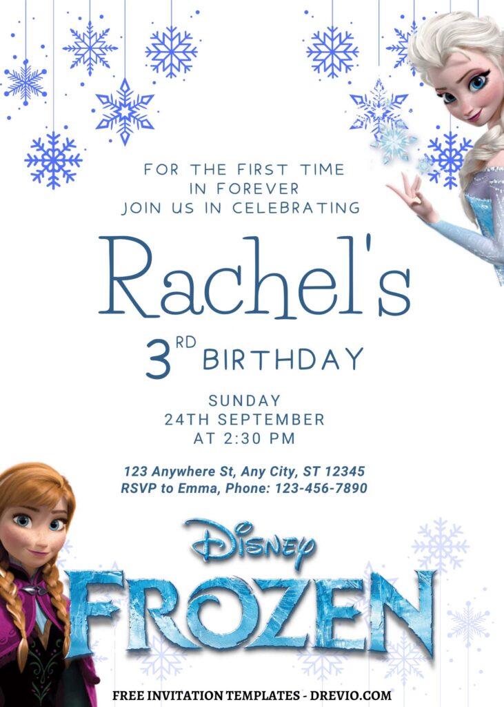 8+ Winter Princess Disney Frozen Canva Birthday Invitation Templates with Elsa