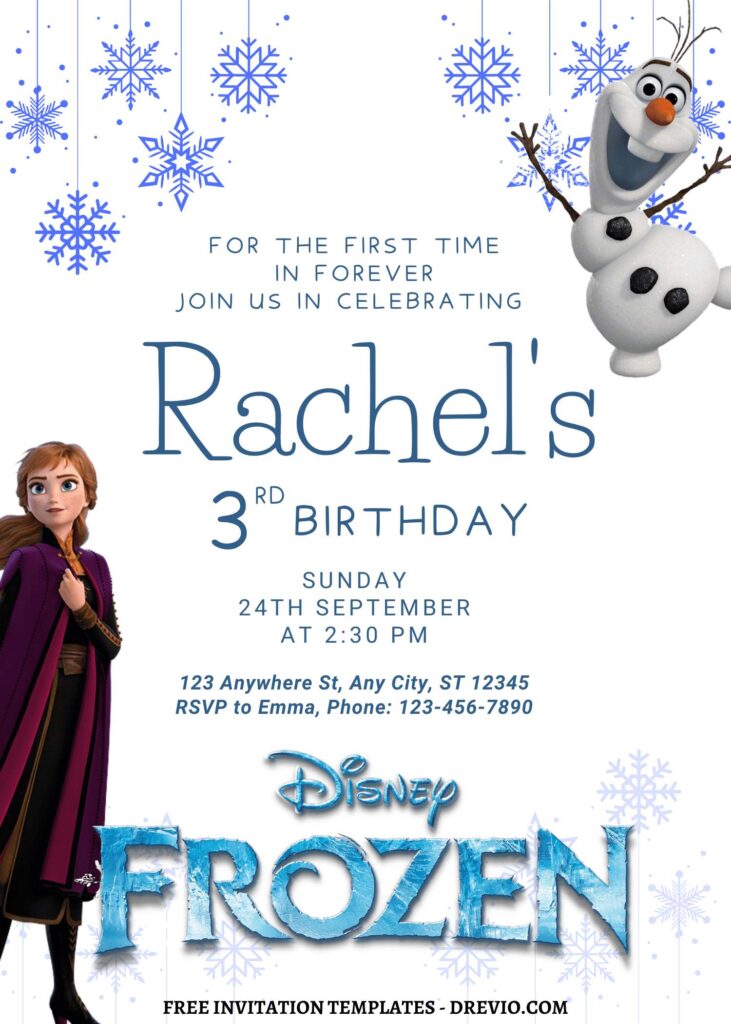 Invitation Template of 8+ Winter Princess Disney Frozen Canva Birthday Invitation Templates 2