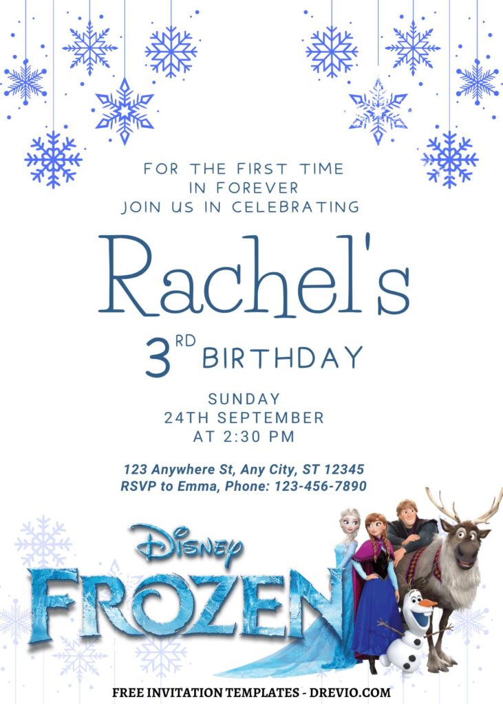 Invitation Template of 8+ Winter Princess Disney Frozen Canva Birthday Invitation Templates 1