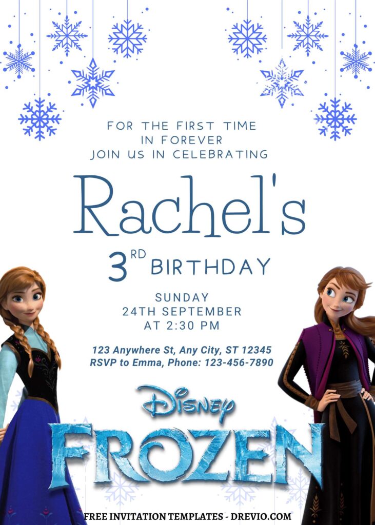 8+ Winter Princess Disney Frozen Canva Birthday Invitation Templates with cute wording