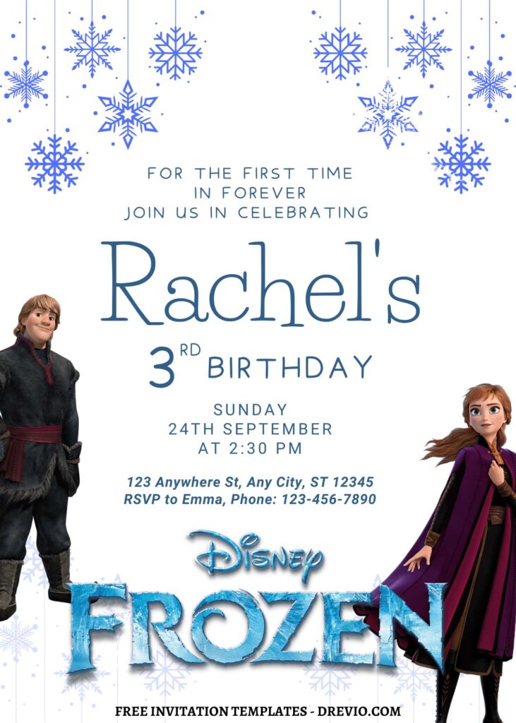8+ Winter Princess Disney Frozen Canva Birthday Invitation Templates with Anna and Kristoff