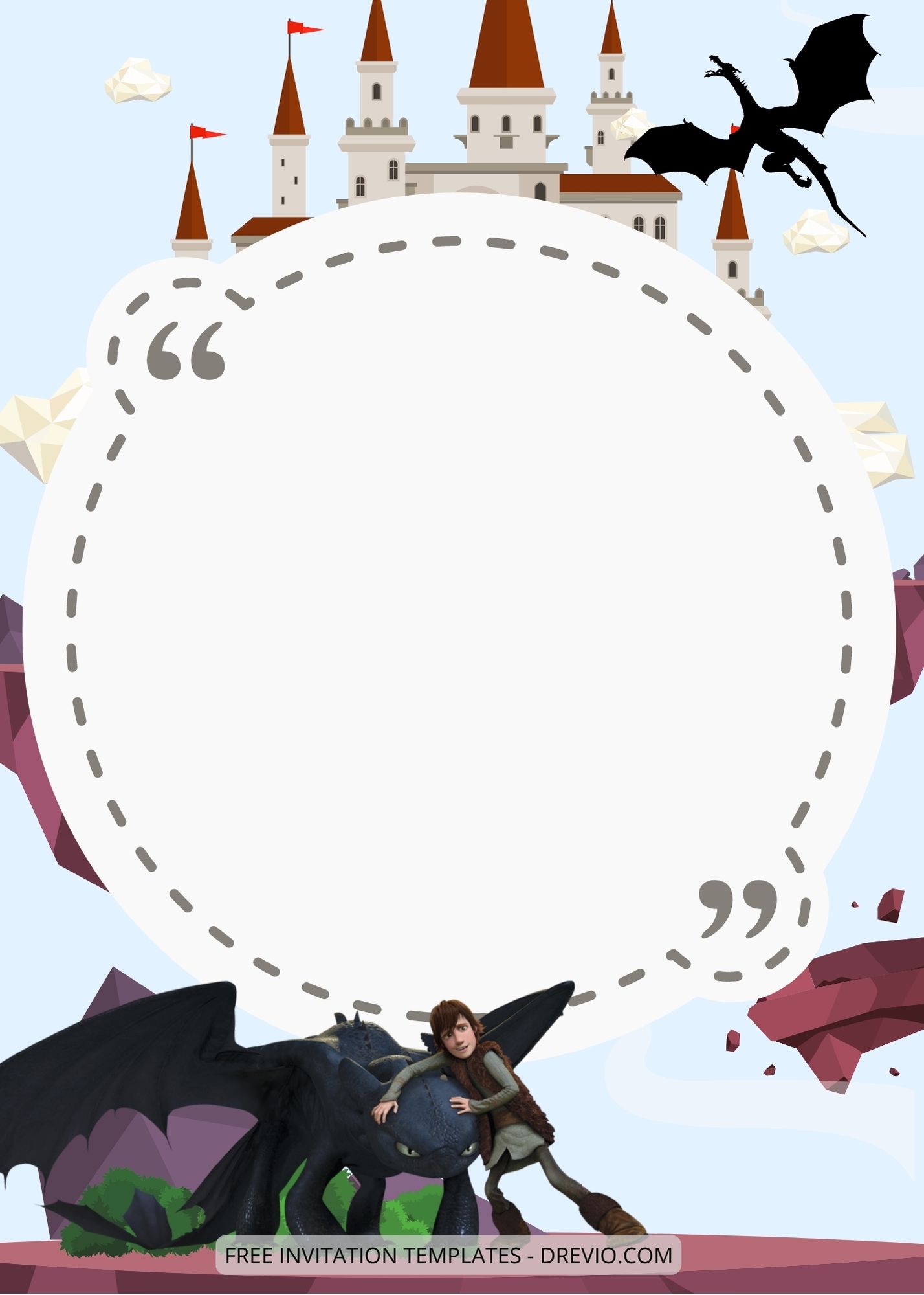 Blank How To Train Your Dragon Canva Birthday Invitation Templates Five