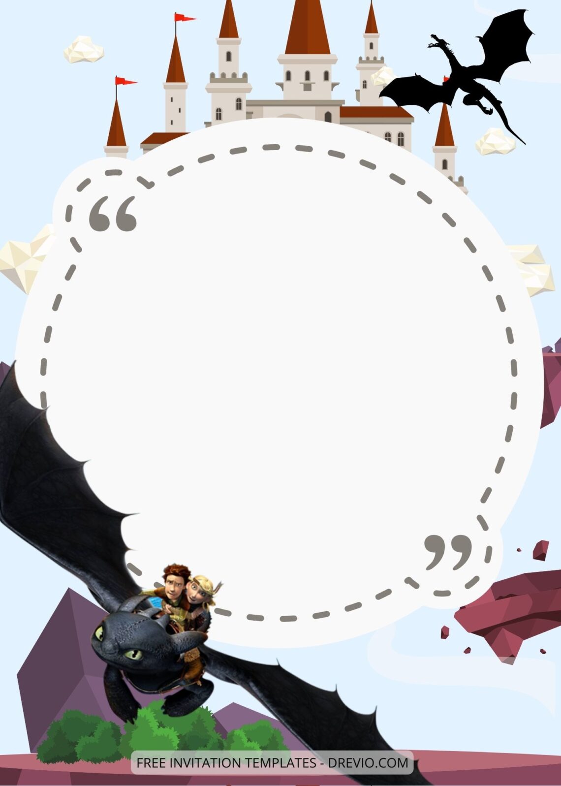Blank How To Train Your Dragon Canva Birthday Invitation Templates Two