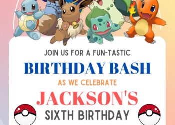 8+ Adorable Pokemon Adventure Canva Birthday Invitation Templates with Charmander and Snorlax