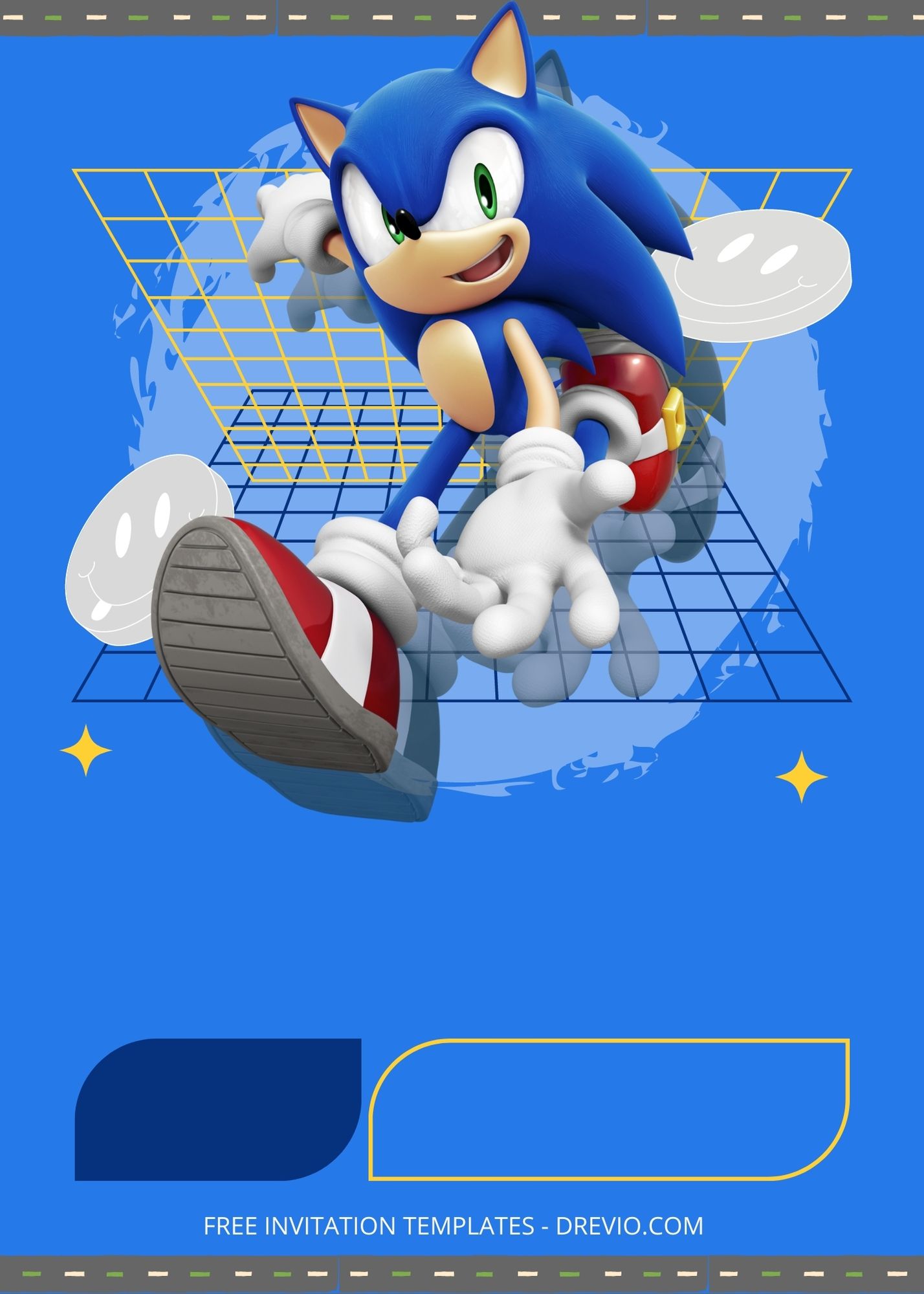 Blank Run With Sonic Canva Birthday Invitation Templates Two