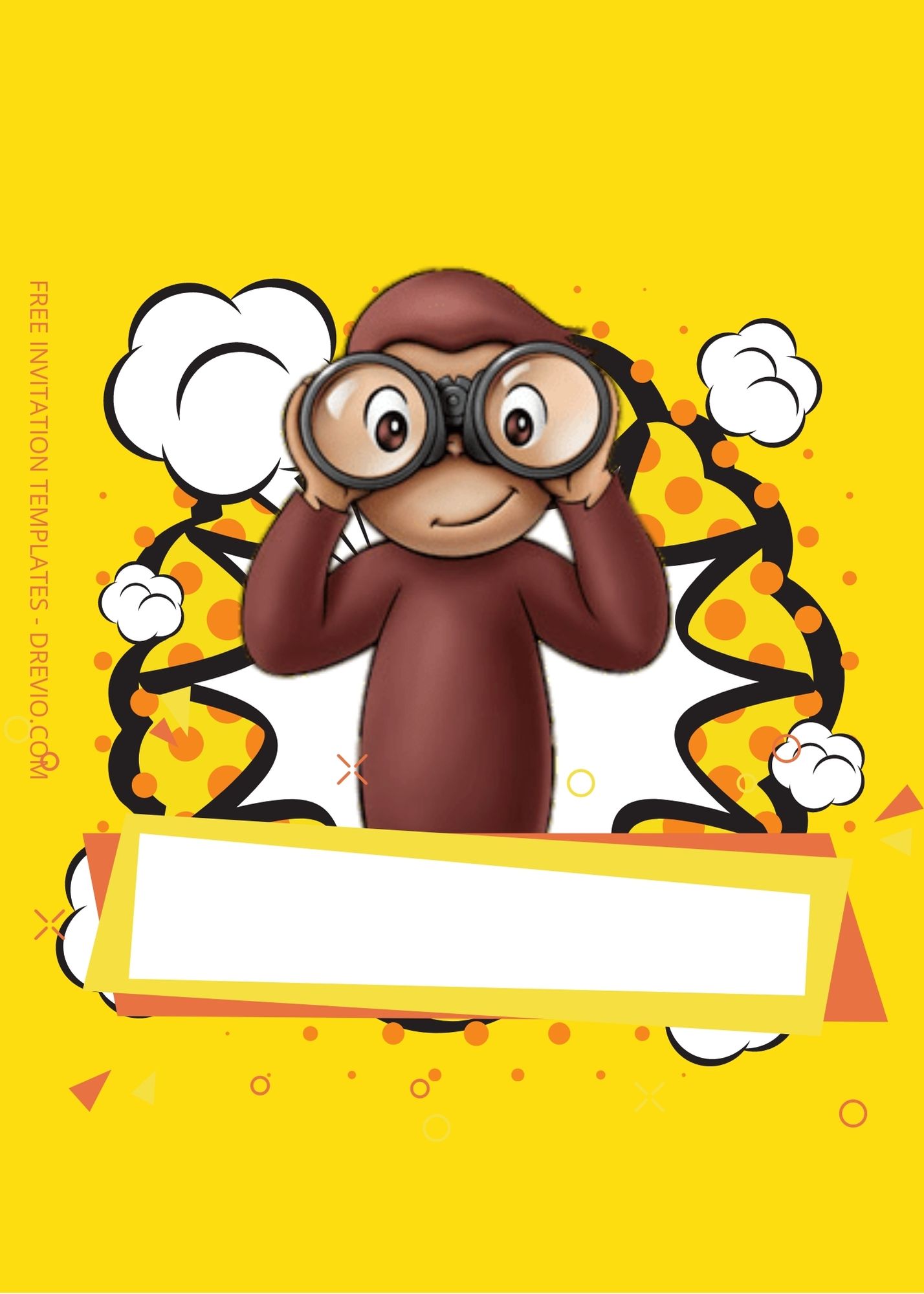 Blank Yellow Party With Curious George Canva Birthday Invitation Templates Eight
