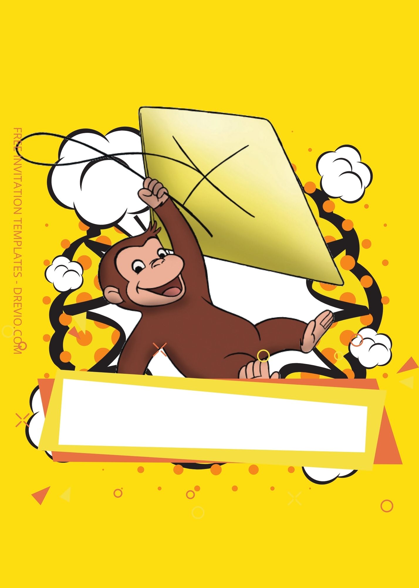 Blank Yellow Party With Curious George Canva Birthday Invitation Templates Four