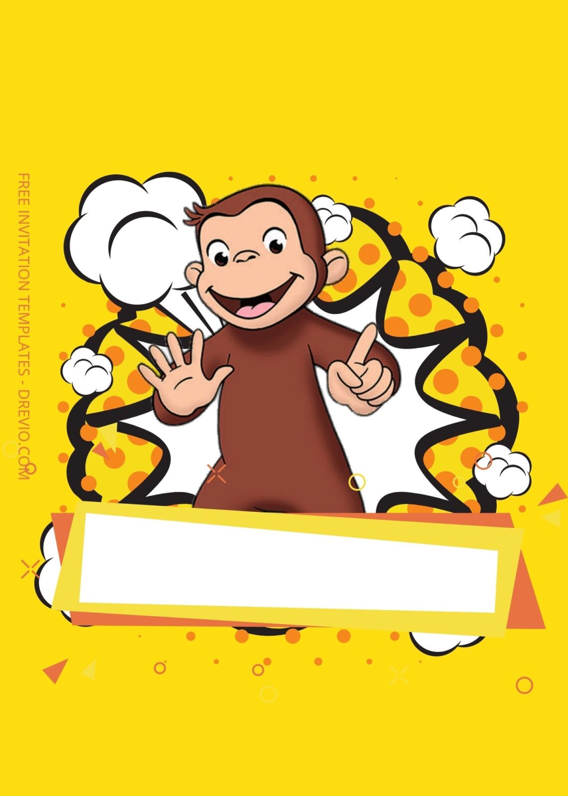 Blank Yellow Party With Curious George Canva Birthday Invitation Templates Seven
