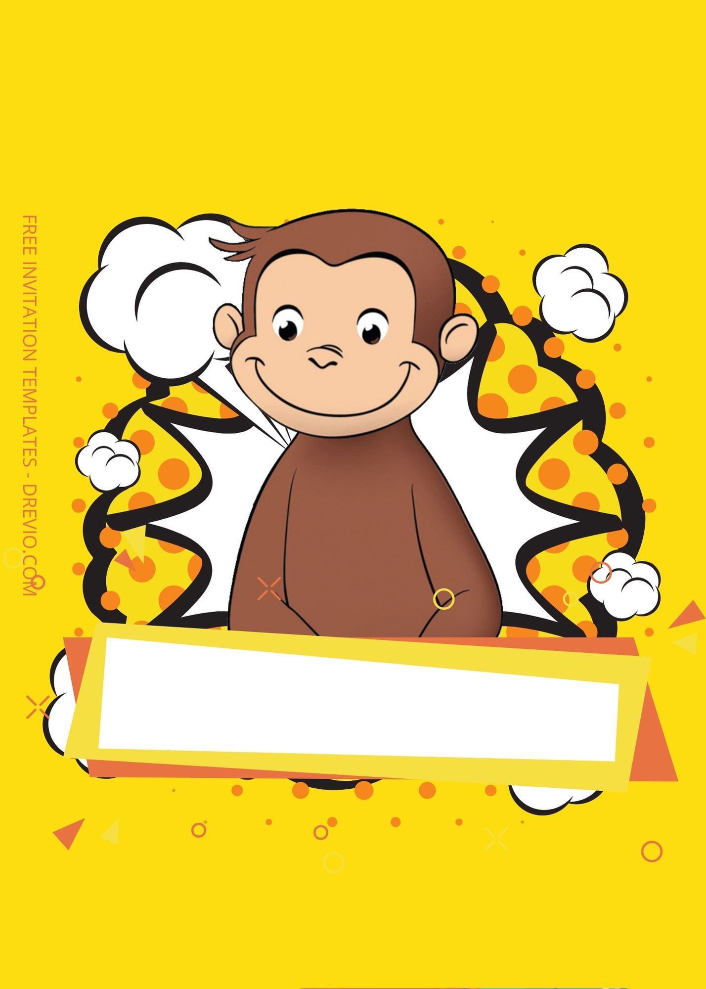 Blank Yellow Party With Curious George Canva Birthday Invitation Templates Two