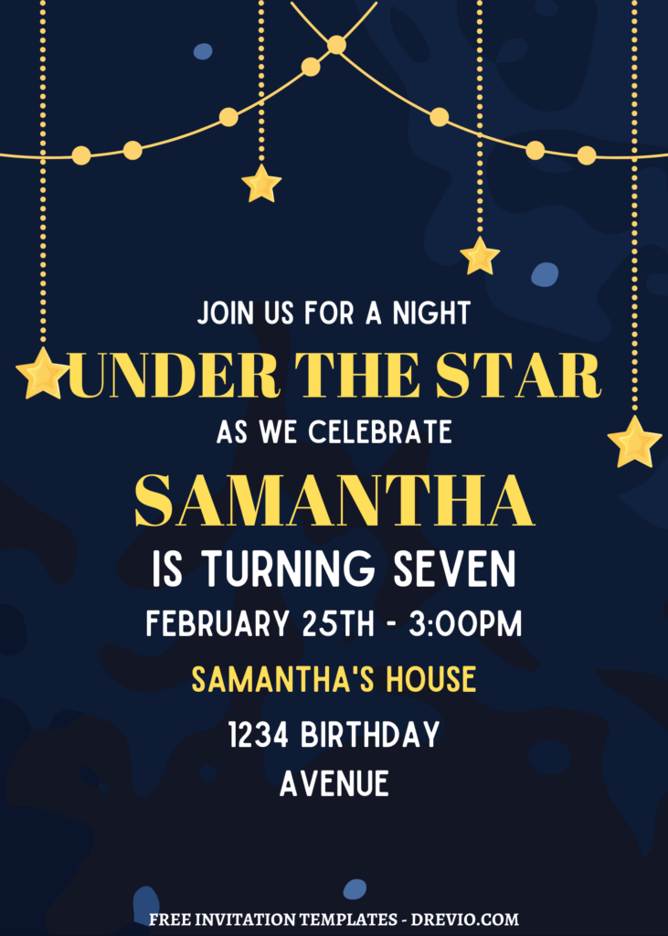 Invitation Template of 9+ Sparkling Night Under The Stars Canva Birthday Invitation Templates 2