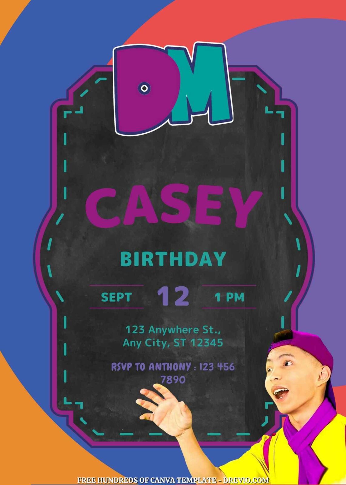 Free Custom Dominiko Kids Canva Birthday Invitations | Download ...