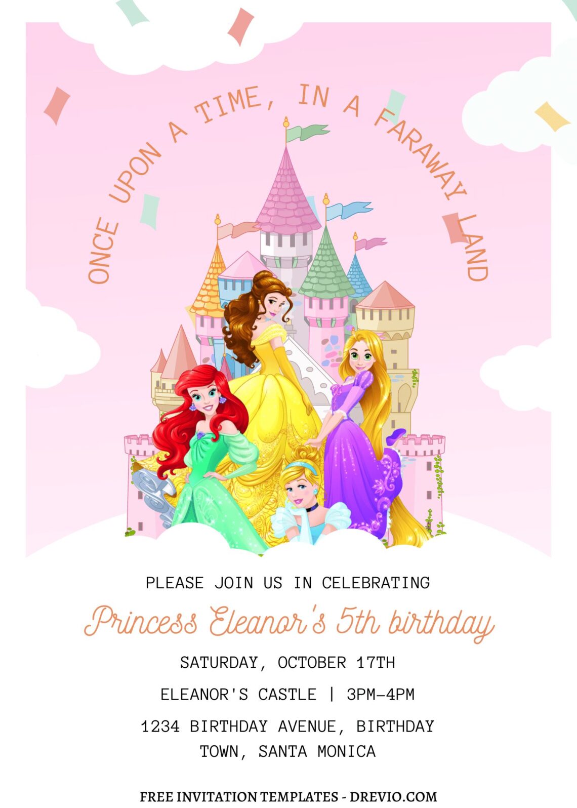 11+ Magical Disney Princess Castle Canva Birthday Invitation Templates with Cute wording