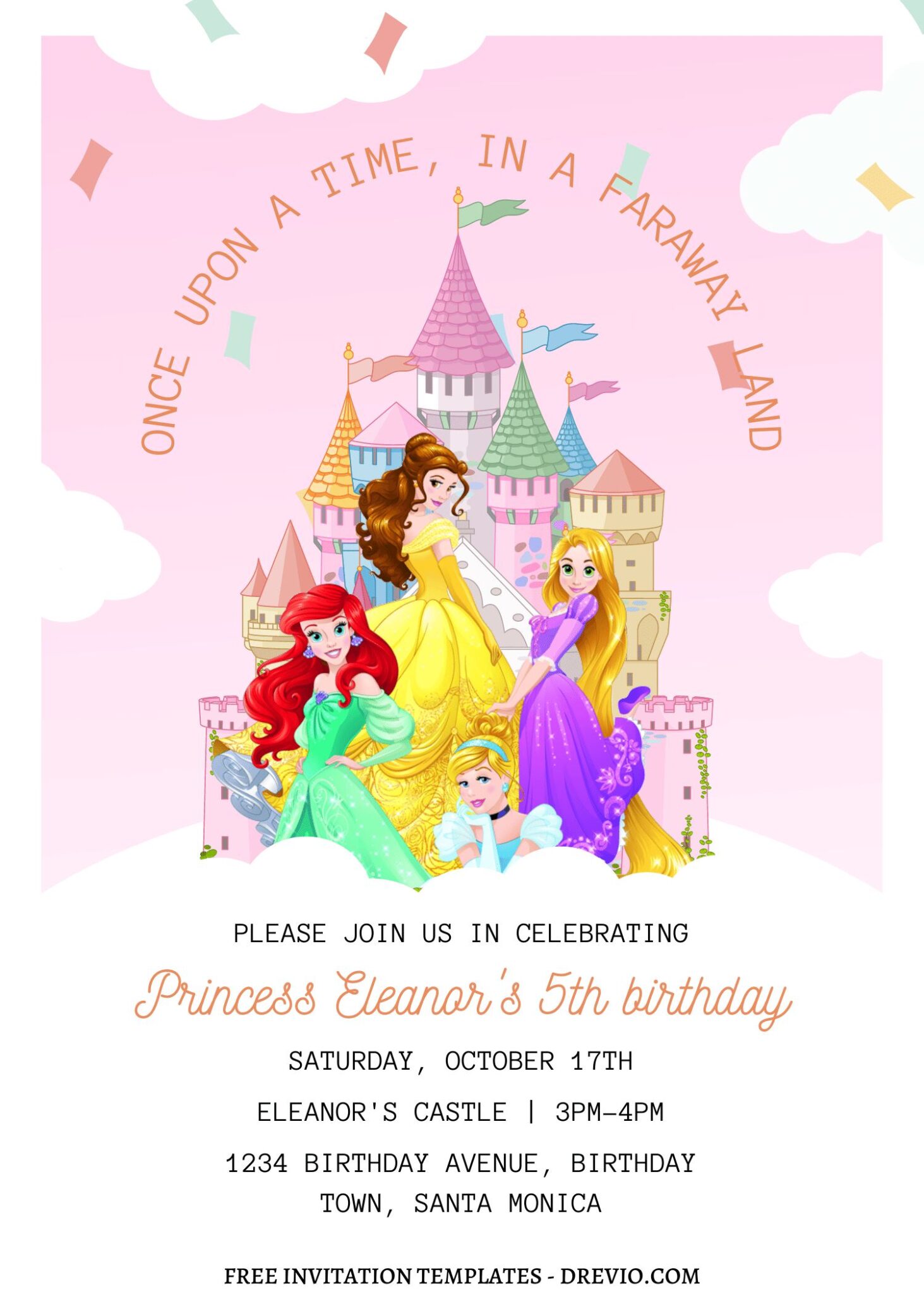 11+ Magical Disney Princess Castle Canva Birthday Invitation Templates ...