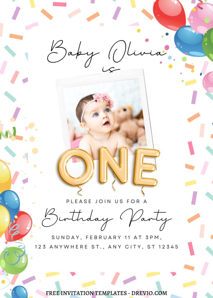 10+ Colorful Baby Sprinkle Canva Birthday Invitation Templates with cute photo frame