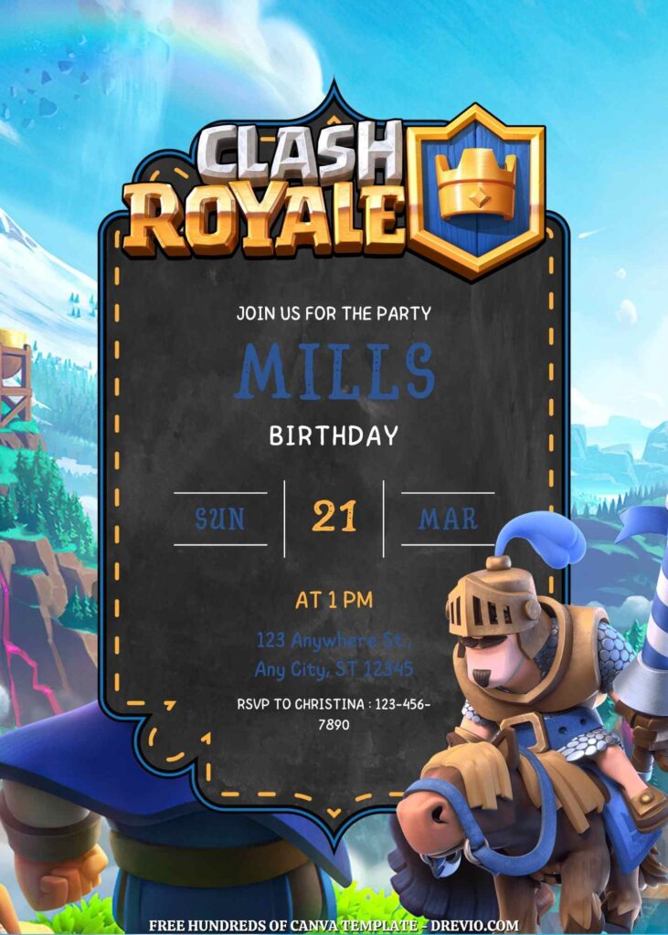 Invitation Template of 22+ Clash Royale Canva Birthday Invitation Templates 6