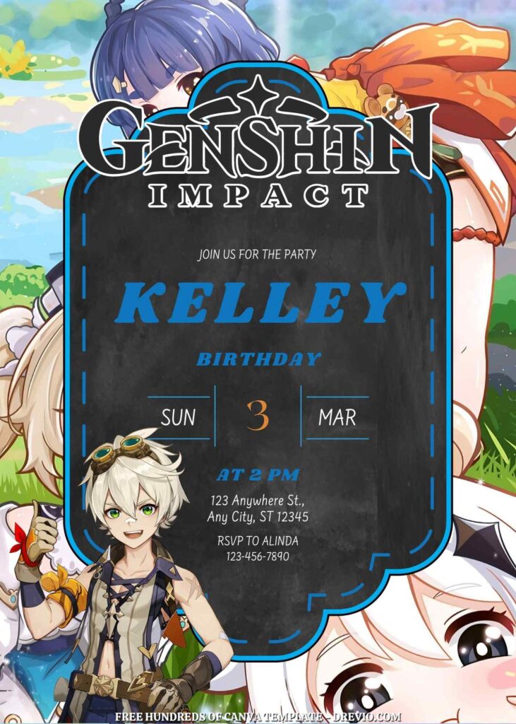 Free Genshin Impact Birthday Invitations