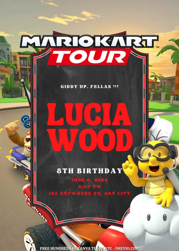 Free Mario Kart Tour Birthday Invitations