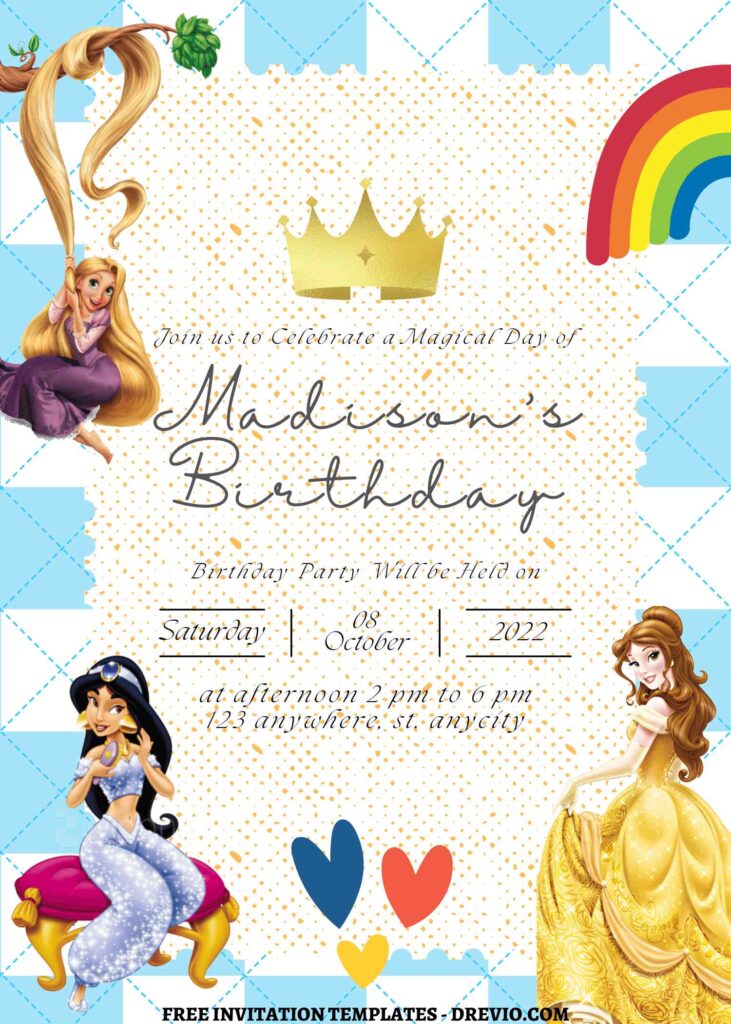 9+ Ultimate Disney Princess Celebration Canva Birthday Invitation Templates  with Princess Jasmine