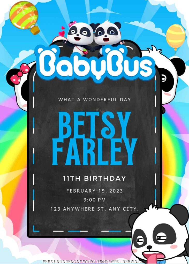 Invitation Template of 16+ BabyBus Canva Birthday Invitation Templates 9