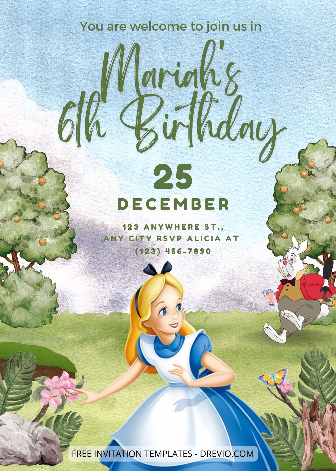 9+ Alice In Wonderland Canva Birthday Invitation Templates One