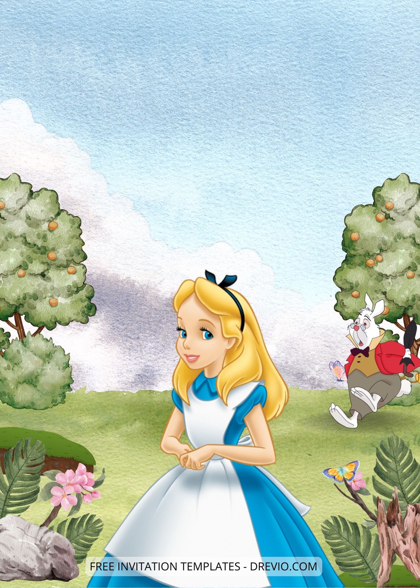 Blank Alice In Wonderland Canva Birthday Invitation Templates Seven