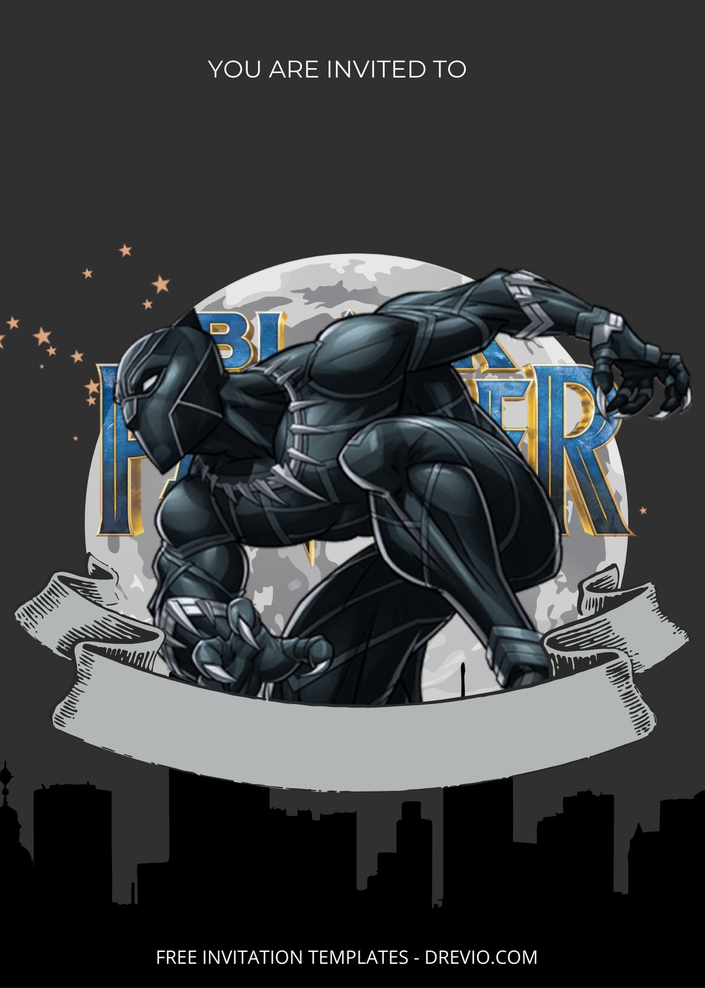 Blank Hail The Black Panther Canva Birthday Invitation Templates Eight