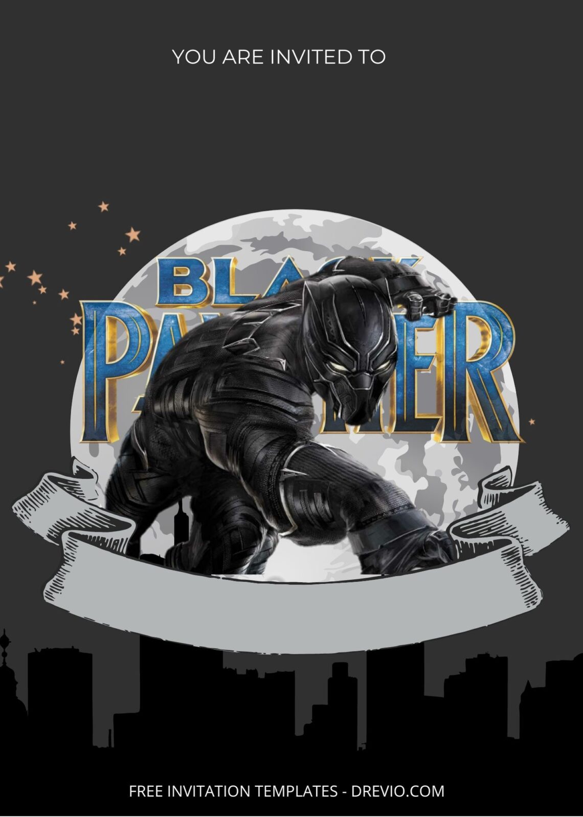 Blank Hail The Black Panther Canva Birthday Invitation Templates Five