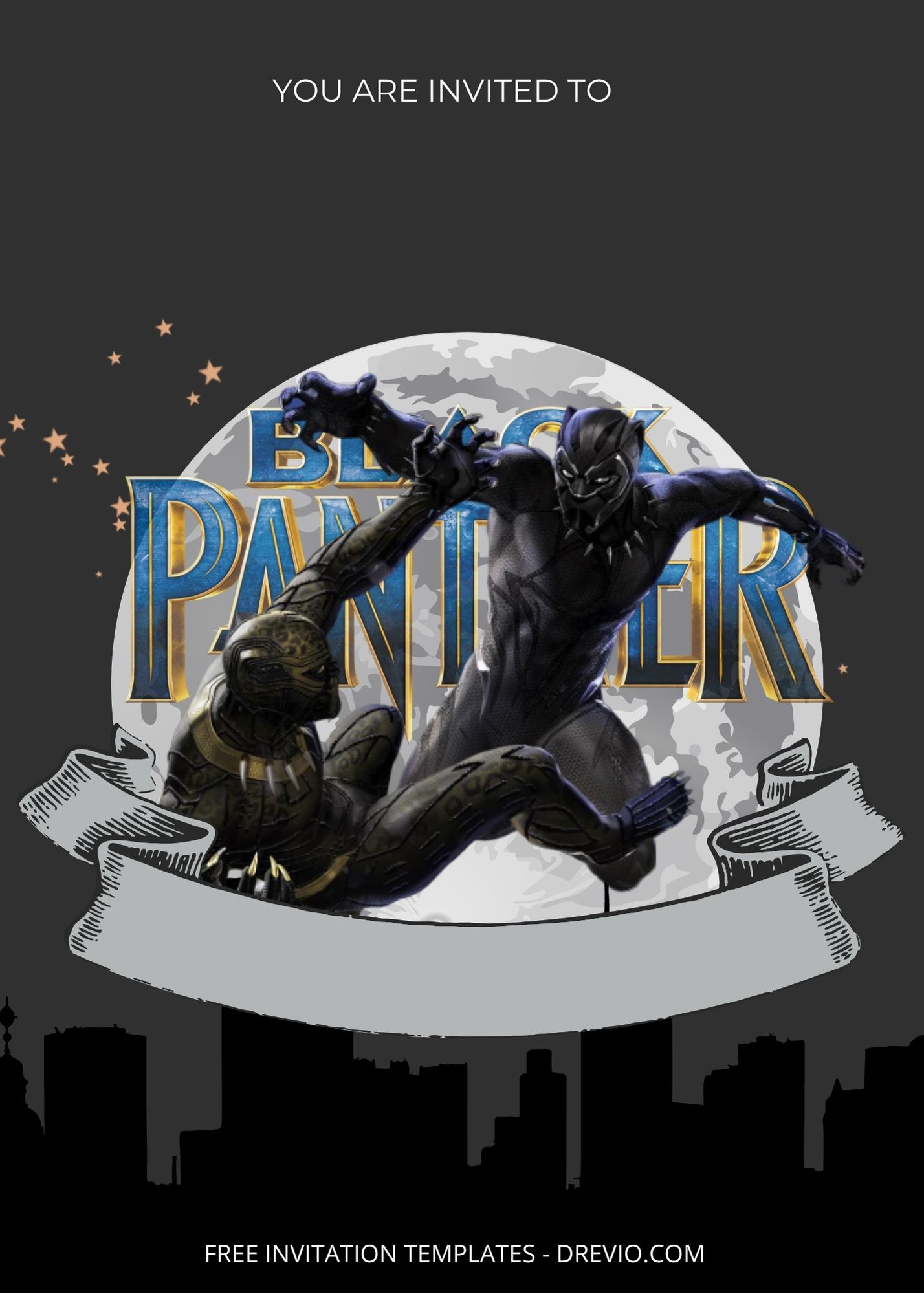 Blank Hail The Black Panther Canva Birthday Invitation Templates Nine