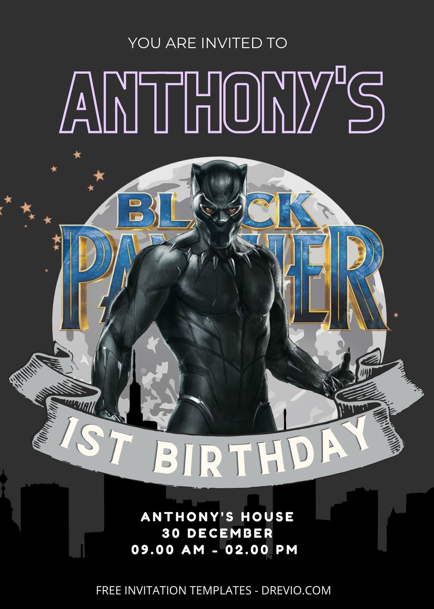 9+ Hail The Black Panther Canva Birthday Invitation Templates One