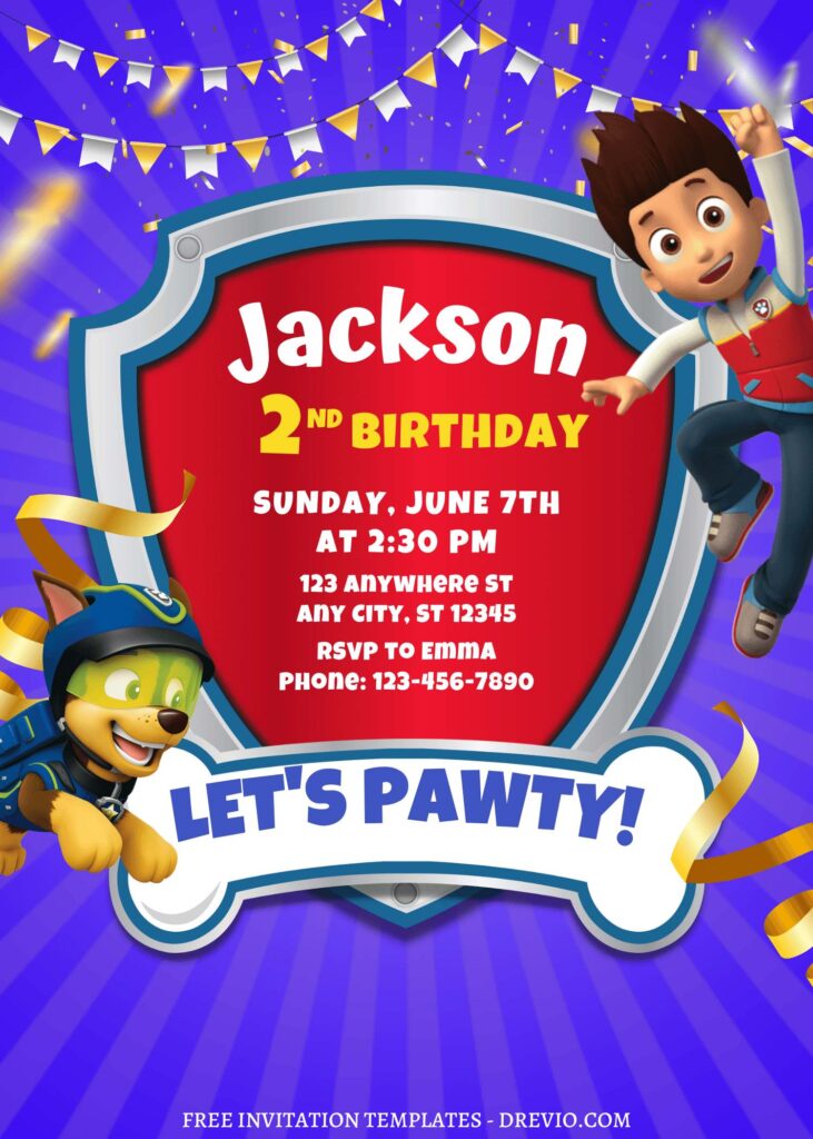 9+ Awesome Super Puppy PAW Patrol Canva Birthday Invitation Templates with Ryder