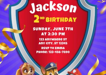 9+ Awesome Super Puppy PAW Patrol Canva Birthday Invitation Templates with Skye and Everest